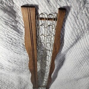 Vintage Wooden Tie Rack Wall Mount Organizer Scarf Belt Holder Mid Century Style